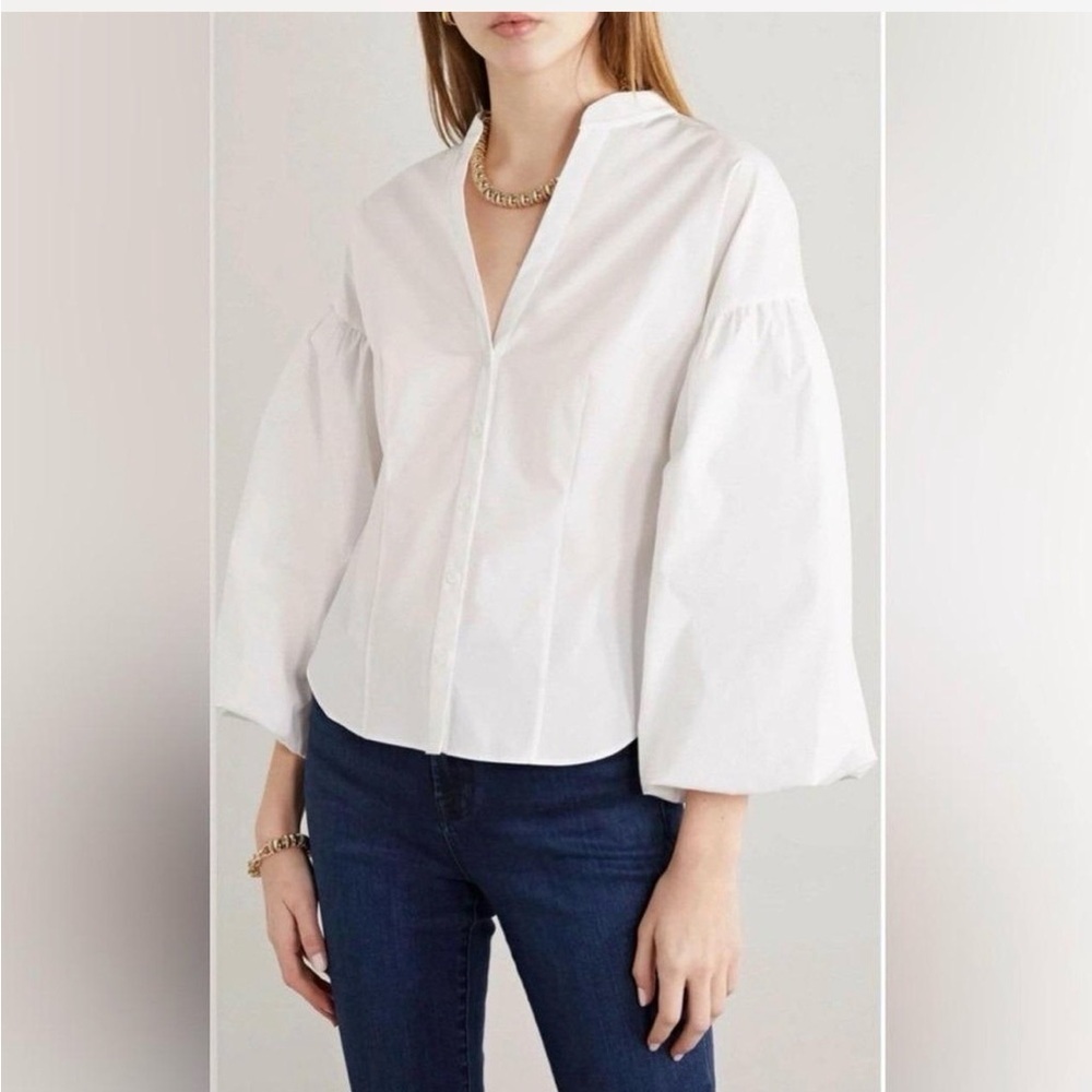 Veronica beard white button down shirt size 4